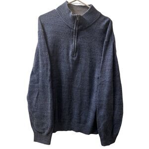 Nautica Quarter Zip Mock Neck Sweater Men’s Size XLarge Blue Cotton Pullover